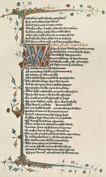 CANTERBURY TALES. A page from the Lansdowne manuscript of Geoffrey Chaucers Canterbury Tales, c1410