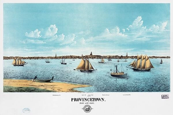 CAPE COD: PROVINCETOWN. View of Provincetown, from Long Point, on Cape Cod, Massachusetts. Lithograph, c1877