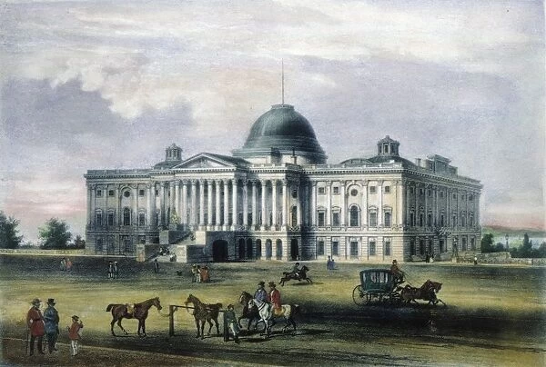 CAPITOL, WASHINGTON, D. C. Colored lithograph, 1848, after August Kollner