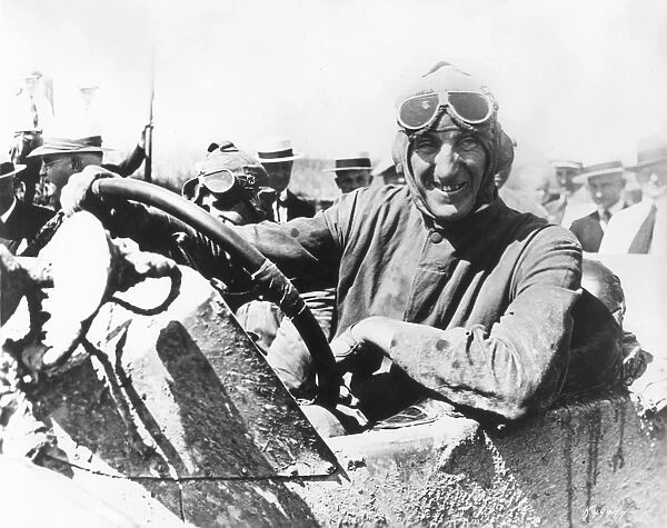 CAR RACE, 1920. Cannon Ball Baker at the wheel of his Templar car, which he drove from New York to Los Angeles in four days, five hours, and 53 minutes in 1920