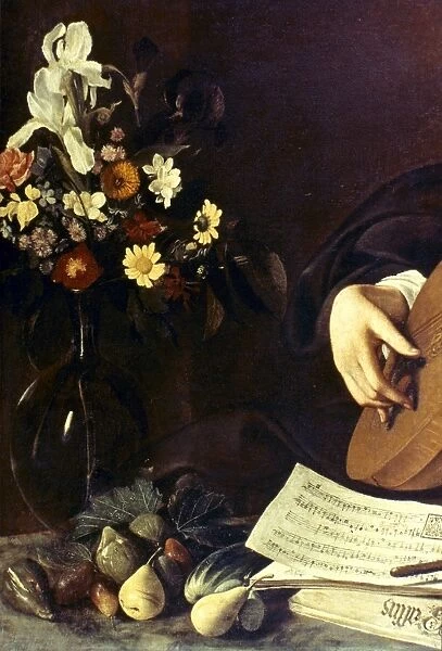 CARAVAGGIO: LUTEPLAYER. Detail. Oil on canvas, 1594