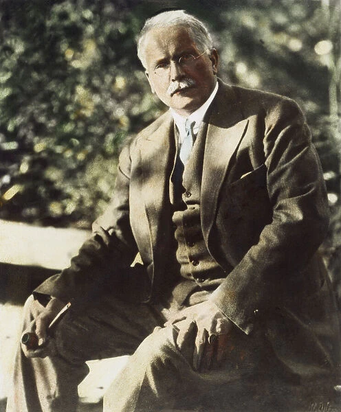 CARL G. JUNG (1875-1961). Swiss psychologist and psychiatrist. Oil over a photograph, n. d