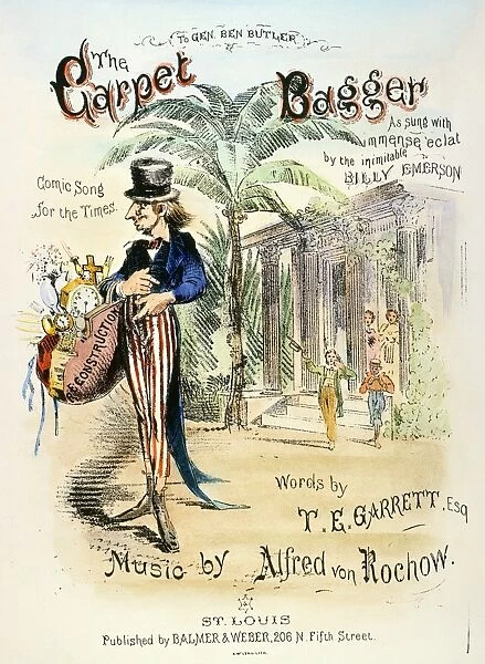 THE CARPET BAGGER, c1869. American lithograph song sheet music cover, c1869
