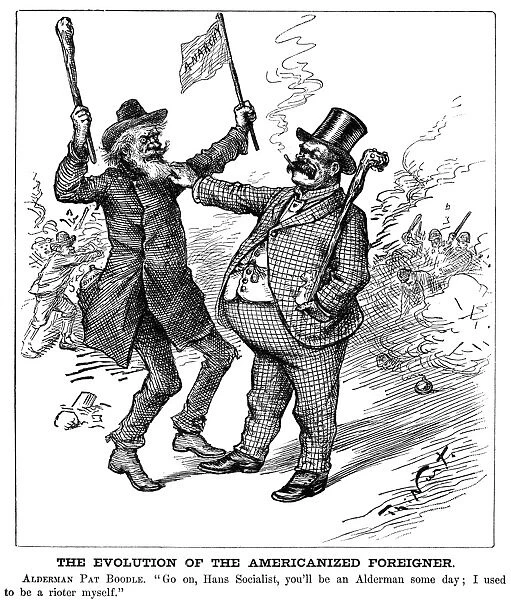 CARTOON: ANARCHIST, 1886. The Evolution of the Americanized Foreigner. Alderman Pat Boodle