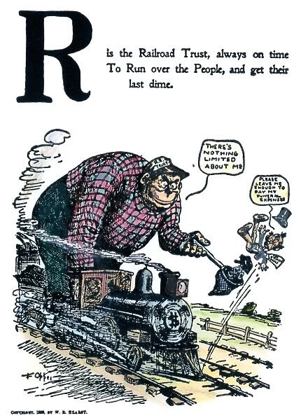 CARTOON: ANTI-TRUST, 1902. The railroad trust satirized in a cartoon from An Alphabet