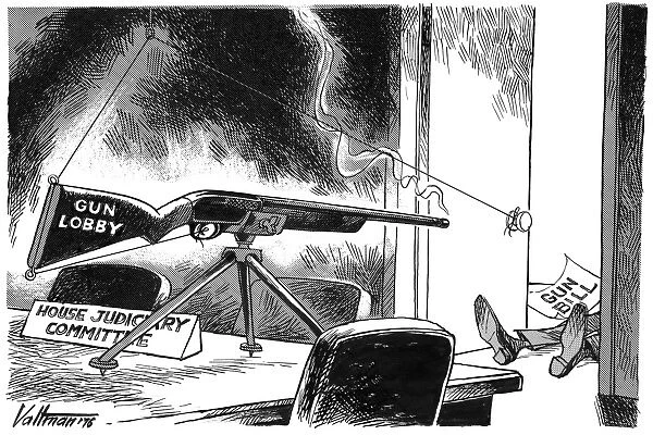 CARTOON: GUN LOBBY, 1976. Cartoon comment on the defeat of a 1976 gun control bill by the U