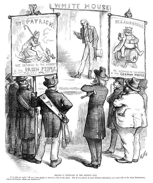 CARTOON: IMMIGRATION, 1877. Reform is Necessary in the Foreign Line. Cartoon by Thomas Nast