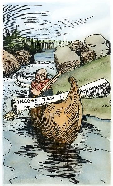 CARTOON: INCOME TAX, 1913. In Safe Waters at Last