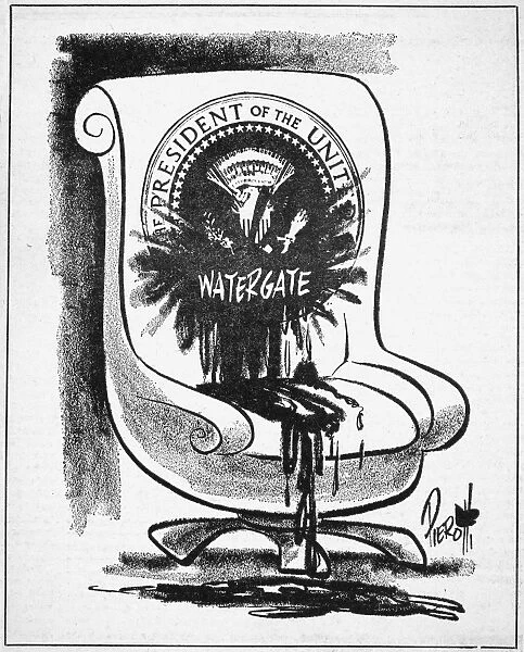 Cartoon by John Pierotti for the New York Post, 14 May 1973, on the damage being done to the office of the presidency as a result of President Richard Nixons involvement in the Watergate scandal