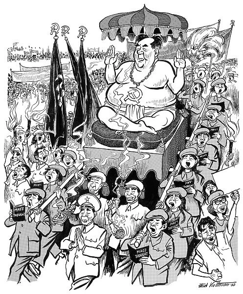 CARTOON: MAO ZEDONG, 1966. The new religion. Cartoon comment on the Cultural Revolution