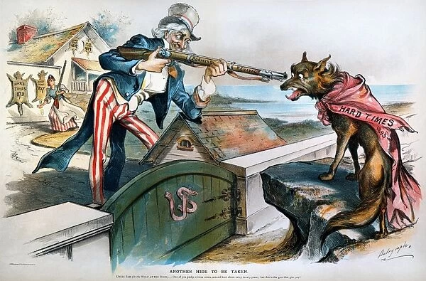 CARTOON: PANIC OF 1893. An 1894 American cartoon by Louis Dalrymple on the business recovery following the Panic of 1893