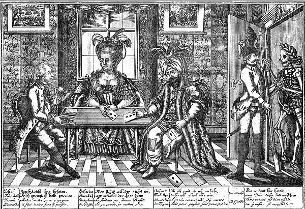 CARTOON: POLITICAL CARD GAME. Holy Roman Emperor Joseph I, Empress Catherine II of Russia
