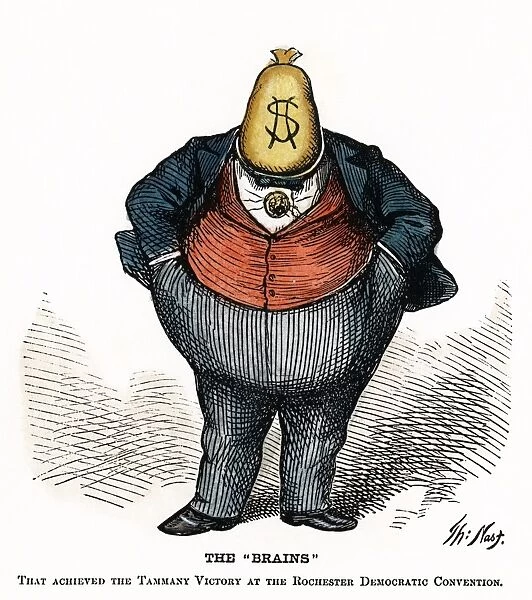 CARTOON: TWEEDs RING, 1871. The Brains. Cartoon of William Marcy Boss Tweed