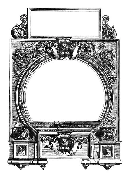 CARTOUCHE. Engraved cartouche, 19th century