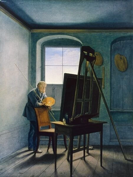 CASPAR DAVID FRIEDRICH (1774-1840). German painter. Caspar David Friedrich in his studio