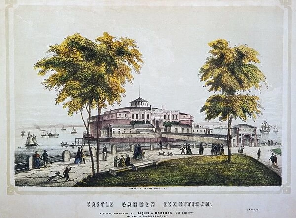 CASTLE GARDEN, NY, 1852. The castle Garden amusement hall at New York in 1852