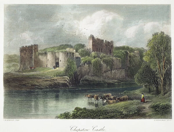 CASTLE: WALES, 19th CENTURY. Chepstow Castle, Wales: steel engraving, 19th century