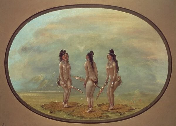 CATLIN: DANCE. The Handsome Dance-Goo-a-Give: oil on cardboard by George Catlin