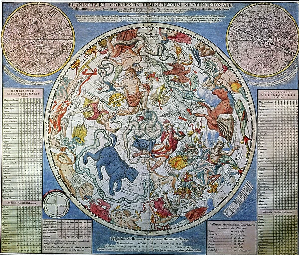 CELESTIAL PLANISPHERE of the Northern Hemisphere, c. 1700, by Carel Allard, Amsterdam
