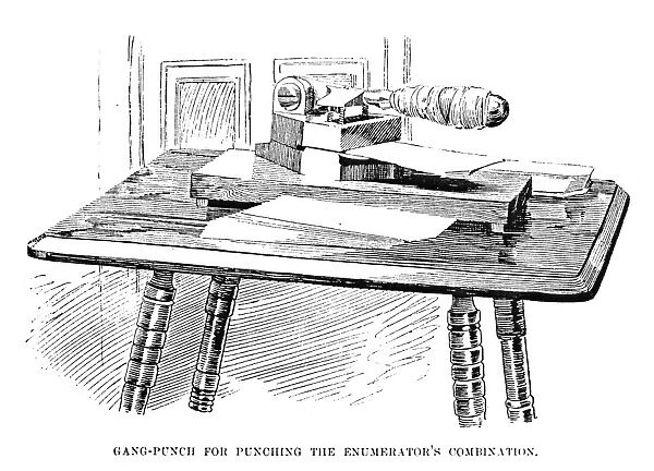 CENSUS MACHINE, 1890. Gang-punch devised by Herman Hollerith for the statistical