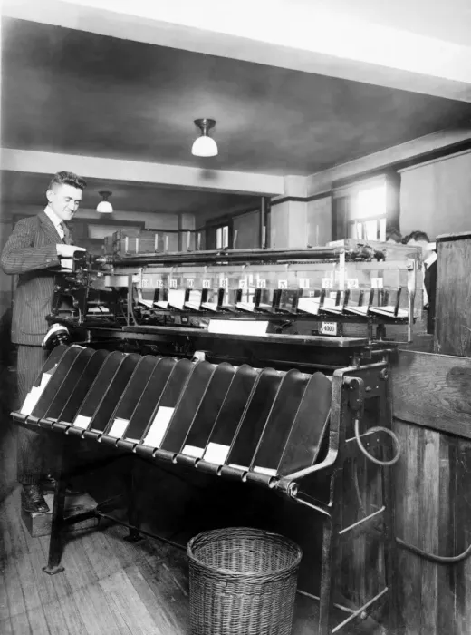 Framed Print : CENSUS SORTING MACHINE. An automatic sorting machine in use at the U Framed Print : CENSUS SORTING MACHINE. An automatic sorting machine in use at the U