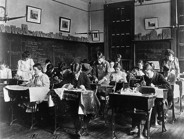 CERAMICS CLASS, 1899. A ceramics class at Western High School in Washington, D