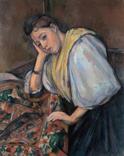 CEZANNE: YOUNG ITALIAN. Young Italian Woman at a Table. Oil on canvas, Paul Cezanne