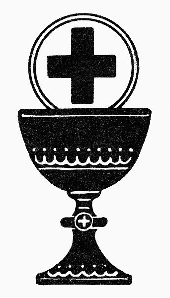 CHALICE AND CROSS. Christian symbol of the Last Supper and the Passion of Christ