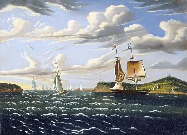 CHAMBERS: NEW YORK. Staten Island and the Narrows. Oil on canvas by Thomas Chambers