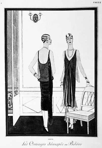 CHANEL ILLUSTRATION, 1926. Illustration from Vogue magazine of two robes designed by Coco Chanel