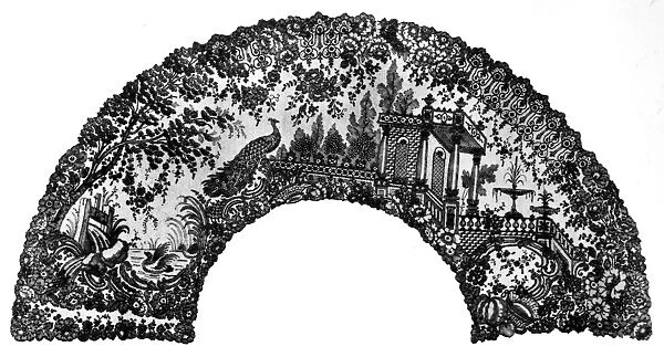CHANTILLY LACE, c1875. Black bobbin lace of Chantilly, France, from the late 19th