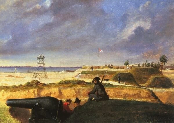 CHAPMAN: BATTERY RUTLEDGE. Conrad Wise Chapman: Battery Rutledge, Charleston, Dec. 3, 1864: oil on board