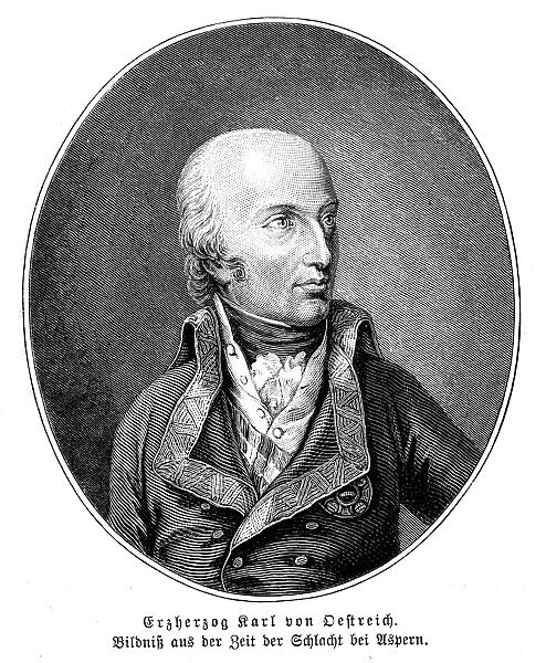 CHARLES (1771-1847). Archduke of Austria and Duke of Teschen. Wood engraving after a painting, c1810