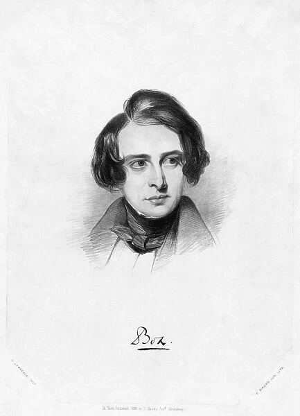 CHARLES DICKENS (1812-1870). English novelist. Lithograph by Eliphalet Brown, 1839