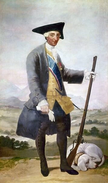 CHARLES III (1716-1788). King of Spain, 1759-1788. Also Charles I, Duke of Parma, 1731-1735; and Charles IV, King of Napes and Sicily, 1734-1759. Oil painting by Francisco Goya, c1787