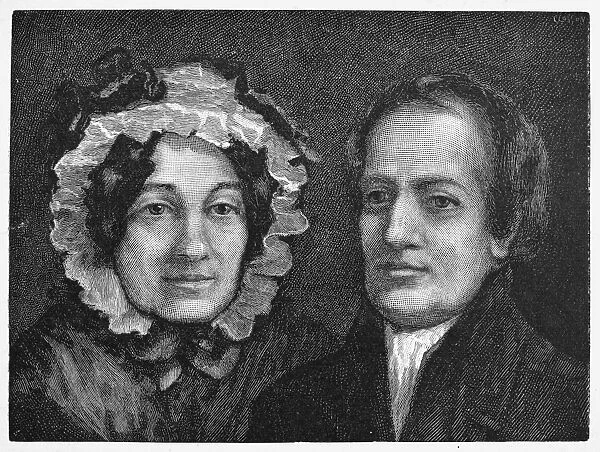 CHARLES LAMB (1775-1834). English essayist and critic. With his sister, Mary. Wood engraving after the painting, 1834, by Francis Stephen Cary