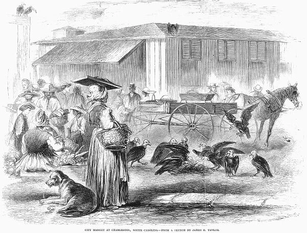 CHARLESTON: MARKET, 1866. City Market at Charleston, South Carolina, depicted shortly after the fall of the Confederacy. Wood engraving from an American newspaper of 1866