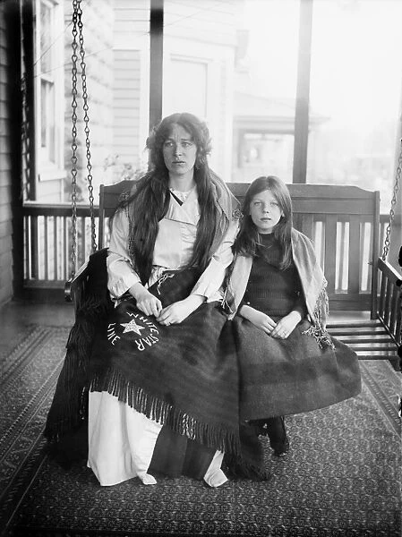 CHARLOTTE COLLYER (1880-1914). Widowed survivor of the sinking of the Rms Titanic. Pictured with her daughter, Majorie, 1912