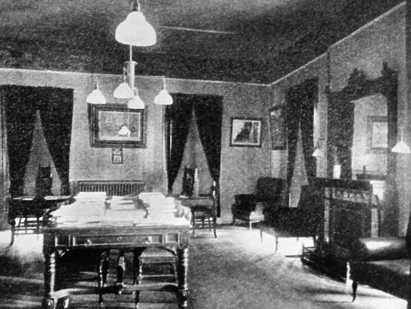CHEYENNE CLUB: READING ROOM. Reading room in the Cheyenne Club at Cheyenne, Wyoming Territory