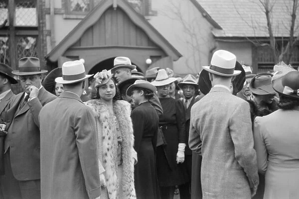 CHICAGO: CHURCH, 1941. Congregation outside of a church on the South Side of Chicago, Illinois