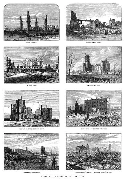 CHICAGO: FIRE, 1871. Ruined buildings in Chicago after the Great Fire of 1871