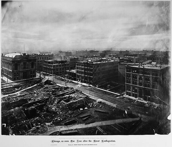 CHICAGO: FIRE, 1871. View from the new Sherman Hotel, a year after the great fire of 1871