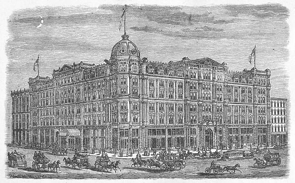 CHICAGO: PALMER HOUSE. The Palmer House Hotel at Chicago, Illinois. Wood engraving, American, 1878