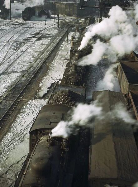 CHICAGO: RAILROAD, 1942. Locomotives at the coaling station of the Chicago