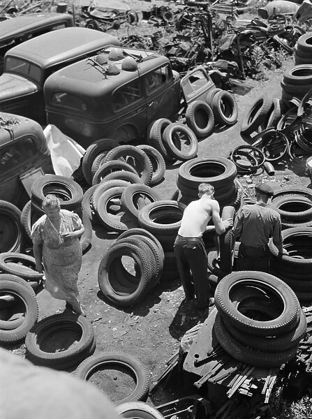 CHICAGO: SCRAP YARD, 1942. An automobile salvage yard, providing scrap metal