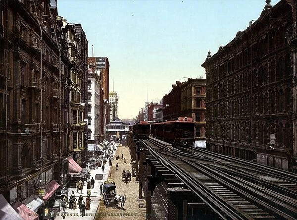 CHICAGO: STREET, c1900. A view up Wabash Avenue from Adams Street in Chicago, Illinois