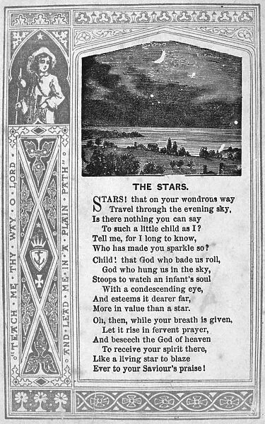 CHILDs PRAYER AND POEM. A religious card from an American school, late 19th century