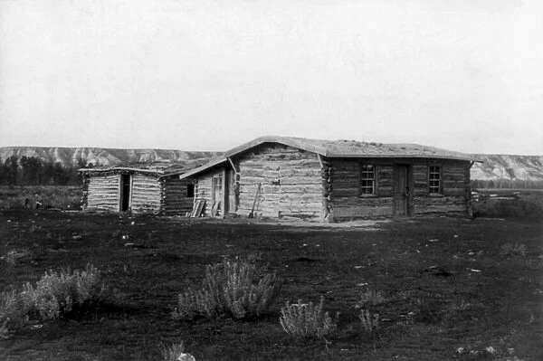 CHIMNEY-BUTTE RANCH. Photograph of log cabin on Chimney-Butte Ranch, home of Theodore