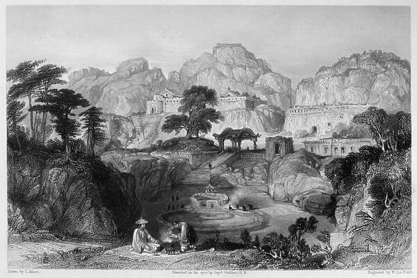 CHINA: ANCIENT TOMBS, 1843. A view of the ancient tombs at Xiamen (or Amoy), China. Steel engraving, English, 1843, after a drawing by Thomas Allom