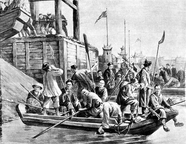 CHINA: BOXER REBELLION. Boxers from the interior traveling along the Grand Canal